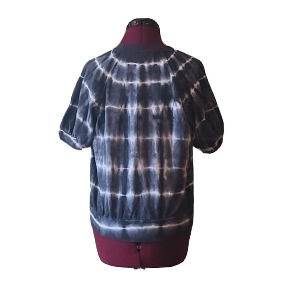 Sundry T Shirt Navy White Women Size 1 Puff Sleeve Tie Dye - Picture 3 of 6